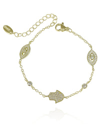 צמיד תליוני עין בשילוב חמסה