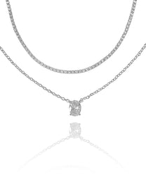 שרשרת טניס זירקון אובל כפולה