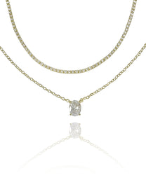 שרשרת טניס זירקון אובל כפולה