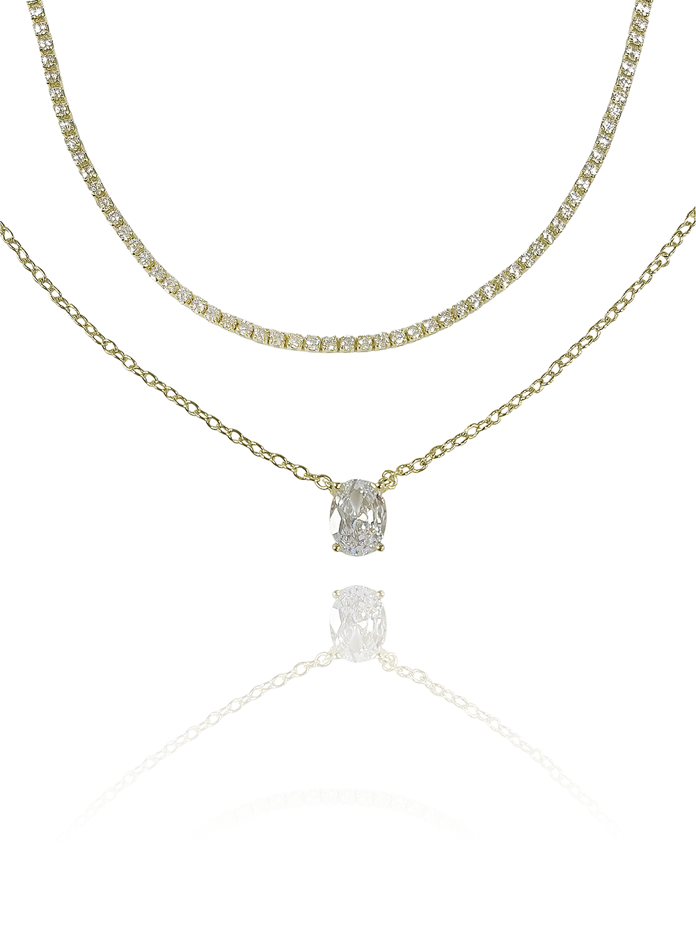 שרשרת טניס זירקון אובל כפולה