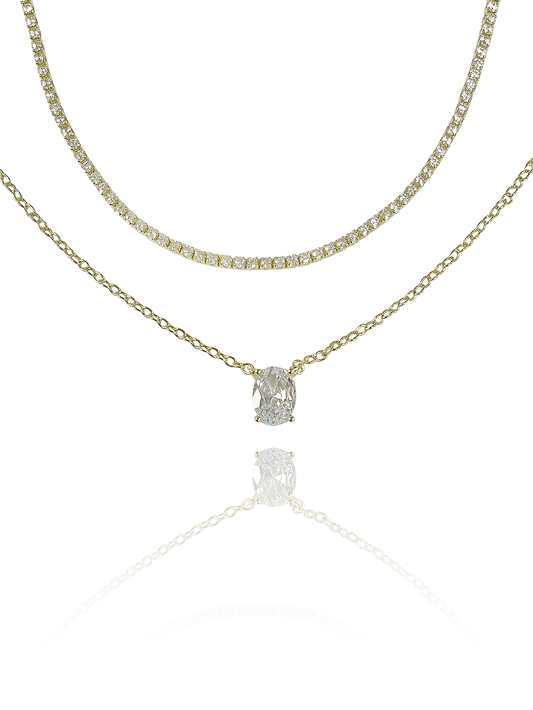 שרשרת טניס זירקון אובל כפולה