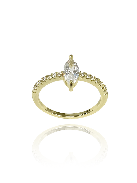 טבעת מרקיז משובצת עדינה