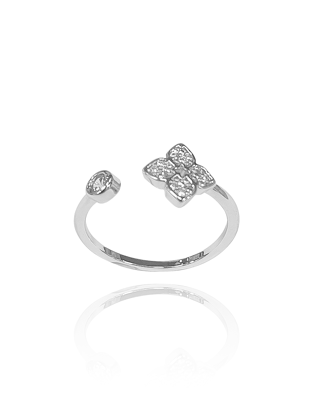 טבעת פרח משובץ זירקון