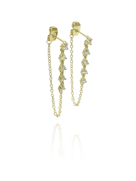 זוג עגילי שרשרת זירקונים לני