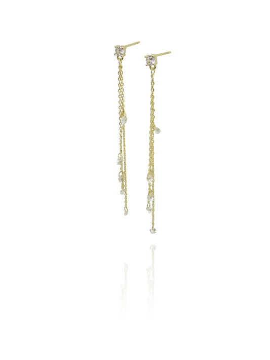 זוג עגילי שרשרת זירקונים יולי