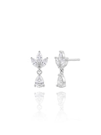 זוג עגילי פרח לוטוס בל בשילוב טיפה