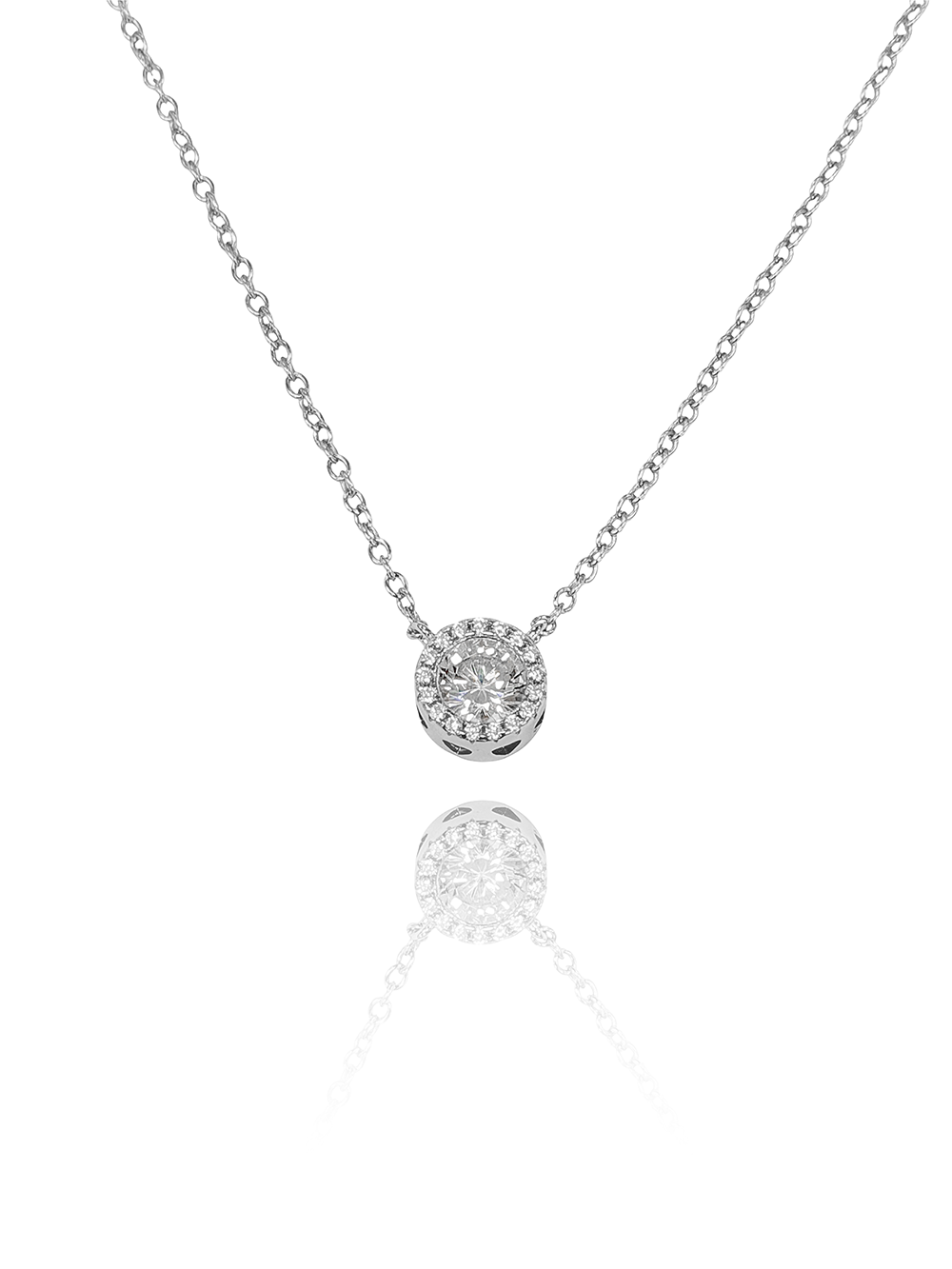 שרשרת אבן זירקון משובץ מכסף אמיתי 925