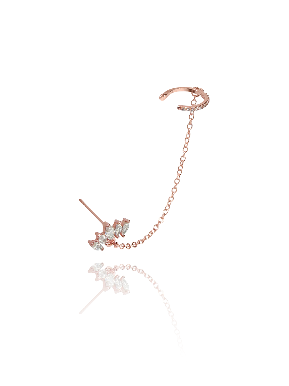 עגיל פרח לוטוס בל ארוך בשילוב הליקס ללא חור