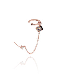 עגיל זירקון בשילוב הליקס זירקון ריבוע ללא צורך בחור