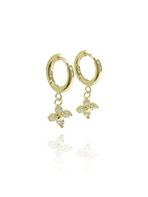 זוג עגילי חישוק פרח משובץ אל חלד