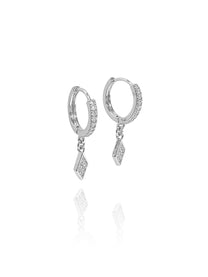 זוג עגילי חישוק מעוין מכסף אמיתי 925