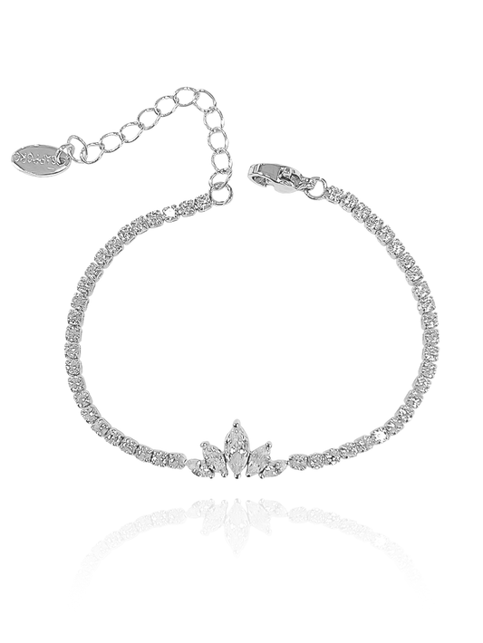 צמיד טניס פרח לוטוס בל מכסף אמיתי 925