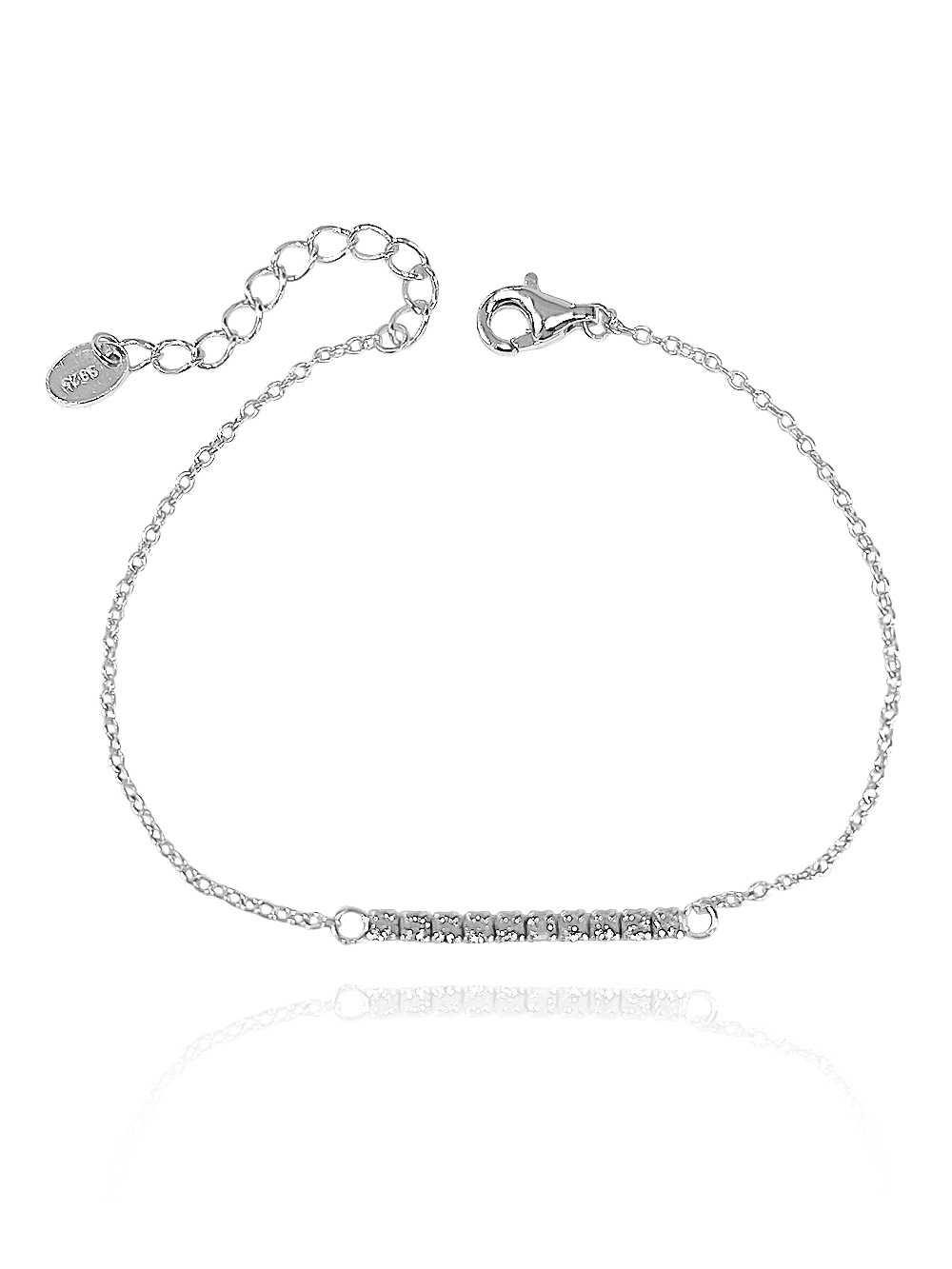 צמיד פס משובץ מכסף אמיתי 925