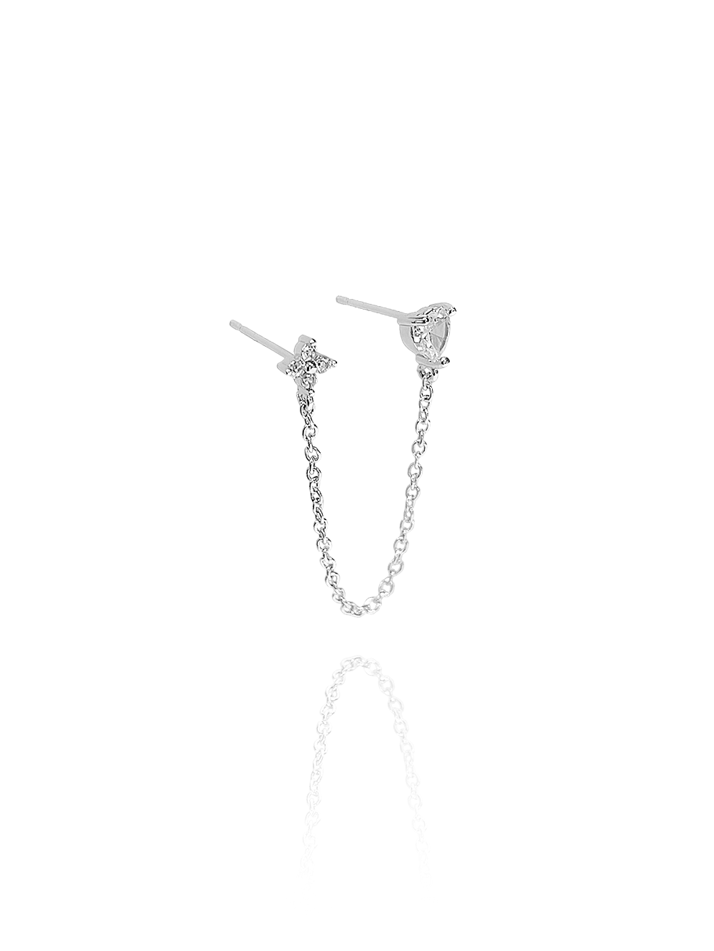 עגיל פרח בשילוב זירקון לב