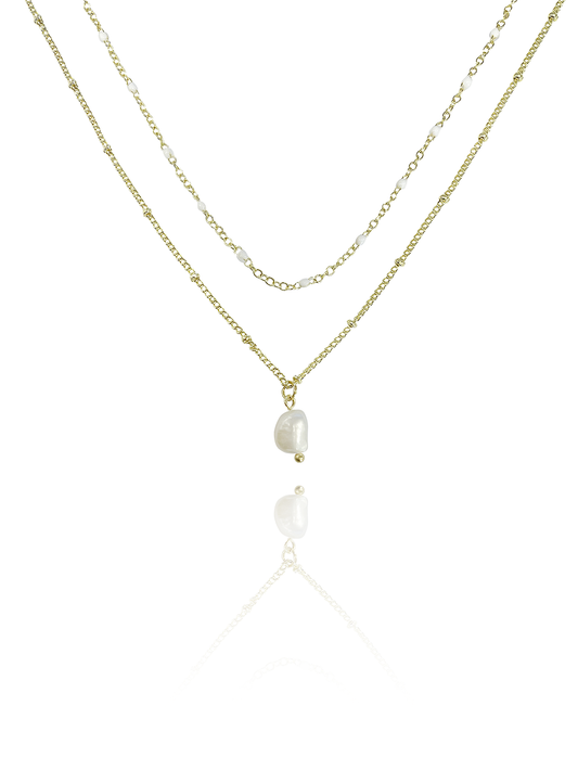 שרשרת פנינה כפולה מעוצבת