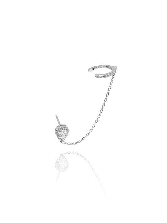 עגיל אבן טיפה משובץ בשילוב הליקס ללא צורך בחור מכסף אמיתי 925