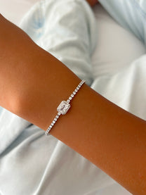 צמיד טניס אבן מלבן משובץ