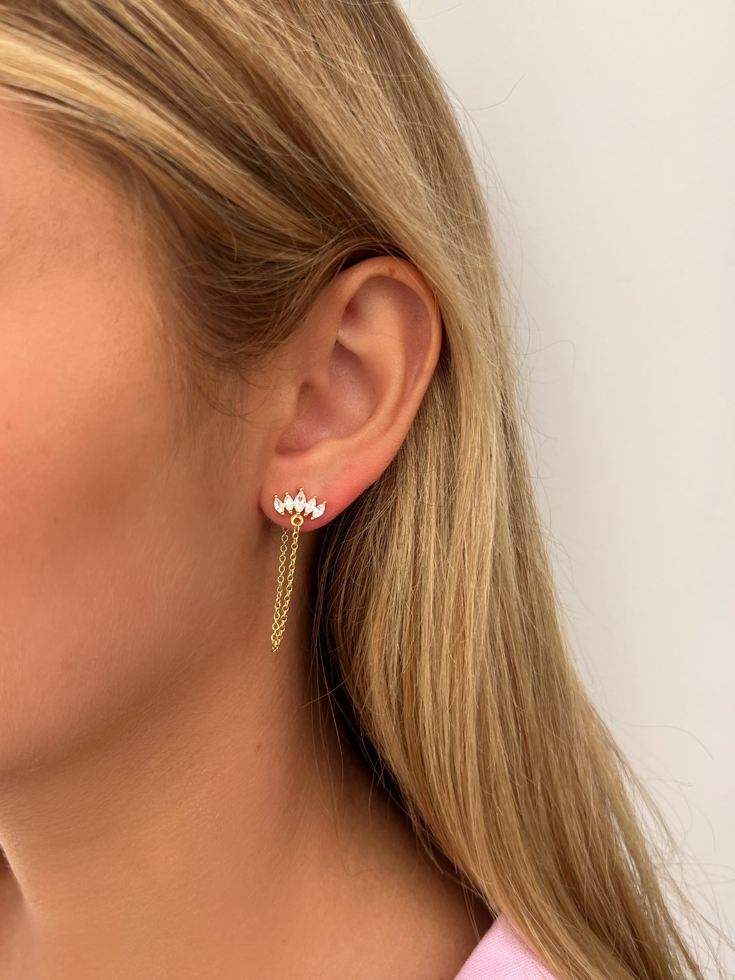 זוג עגילי פרח לוטוס בל שרשרת מכסף אמיתי 925