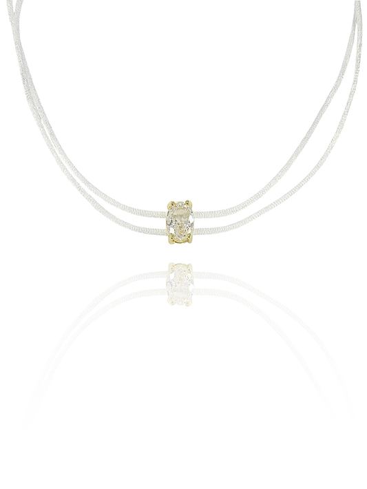 שרשרת חוטים לבן זירקון אובל