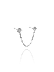 עגיל זירקון כפול מכסף אמיתי 925