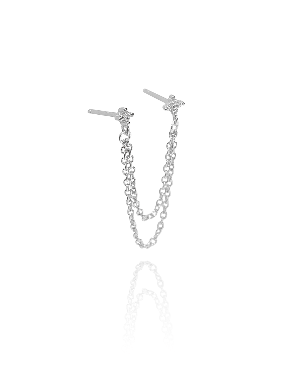 עגיל פרח זירקון בשילוב שרשרת