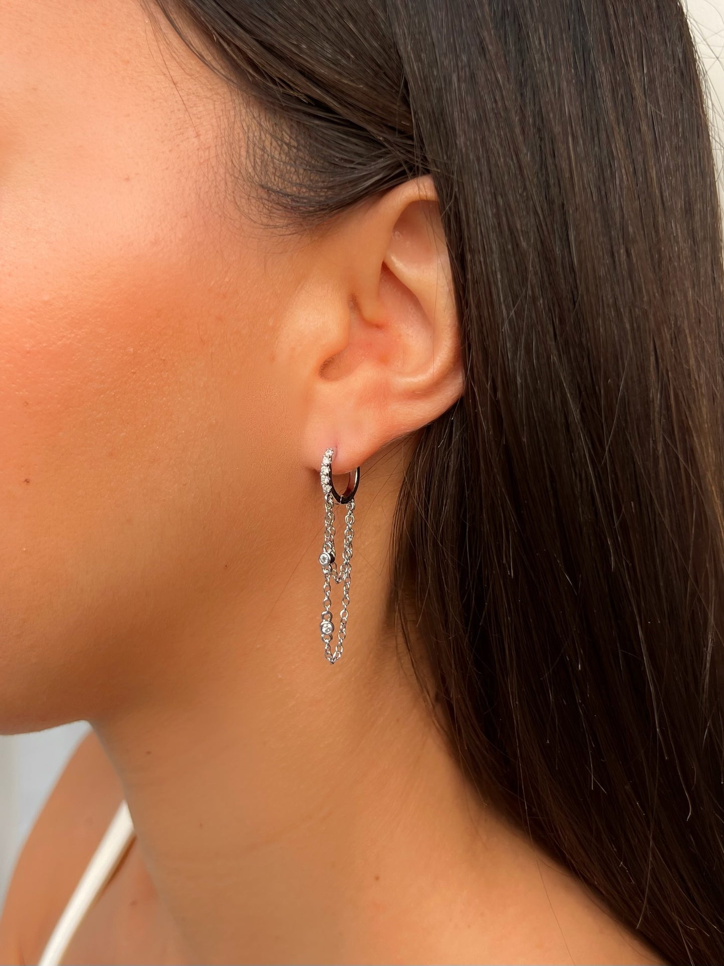 חישוק זירקונים שרשרת כפול