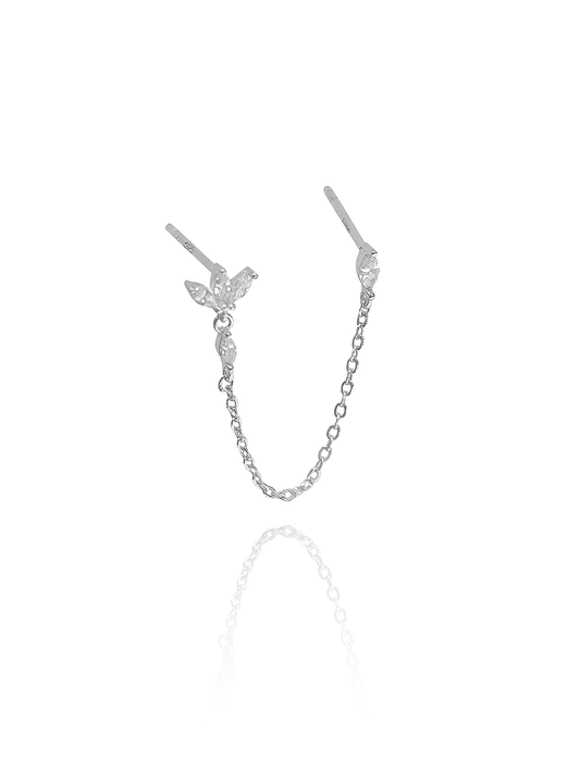 עגיל פרח לוטוס בל בשילוב זירקון מרקיז מכסף אמיתי 925