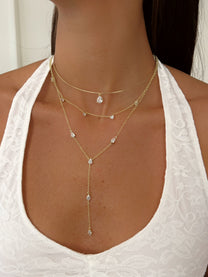 שרשרת קשיחה בשילוב זירקון טיפה עדינה