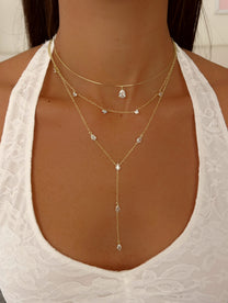 שרשרת קשיחה בשילוב זירקון טיפה עדינה