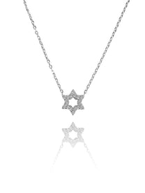 שרשרת מגן דוד משובץ צמודה מכסף אמיתי 925