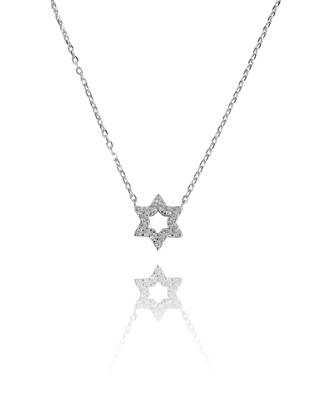 שרשרת מגן דוד משובץ צמודה מכסף אמיתי 925