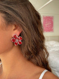 זוג עגילי פרח קיילי בורדו צ׳אנקי