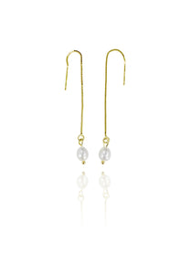 זוג עגילי שרוך פנינה קטנים מכסף אמיתי 925