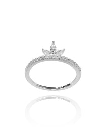 טבעת פס פרח לוטוס עדינה מכסף אמיתי 925