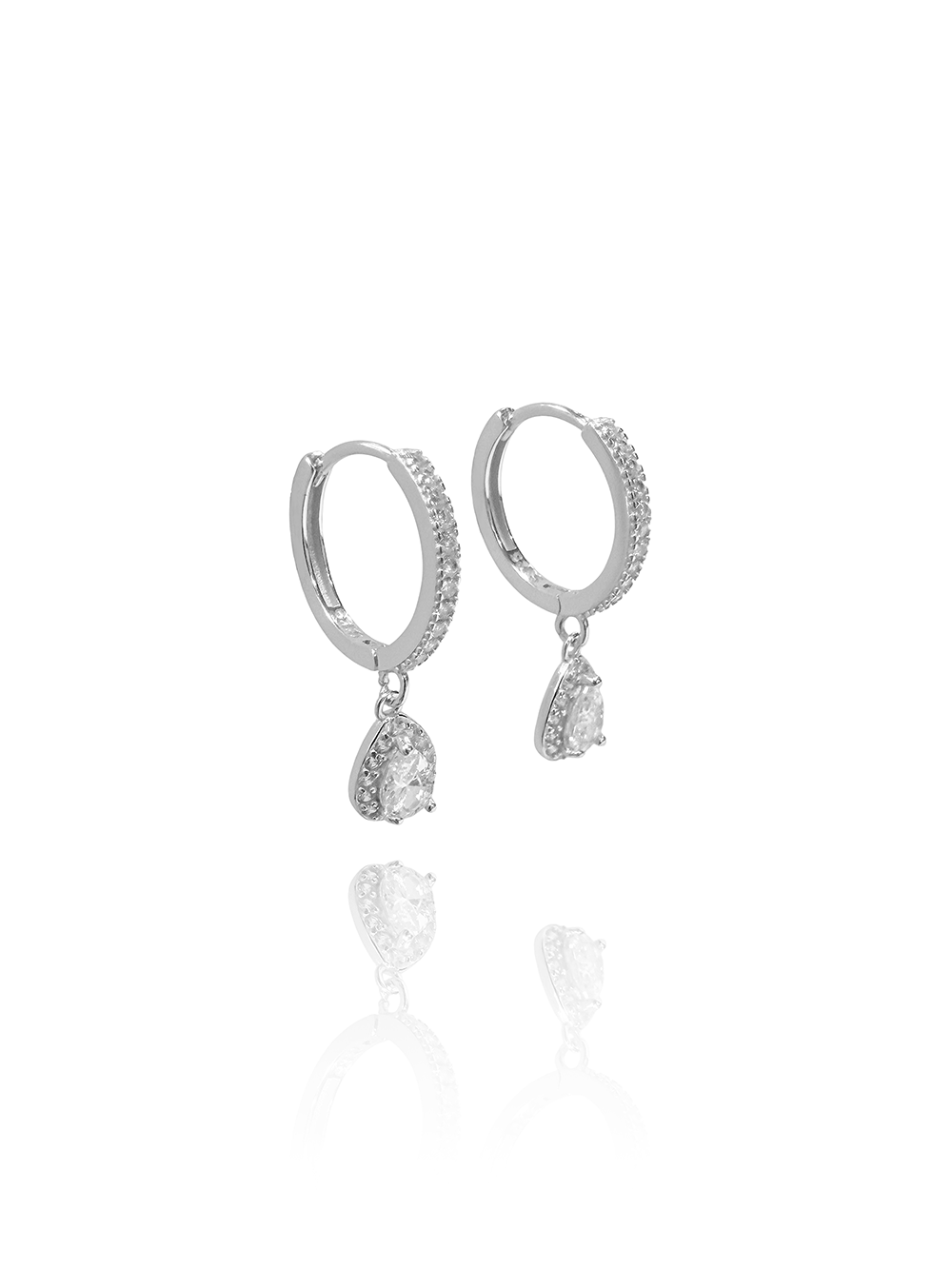 זוג עגילי חישוק טיפה מכסף אמיתי 925