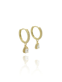 זוג עגילי חישוק טיפה מכסף אמיתי 925