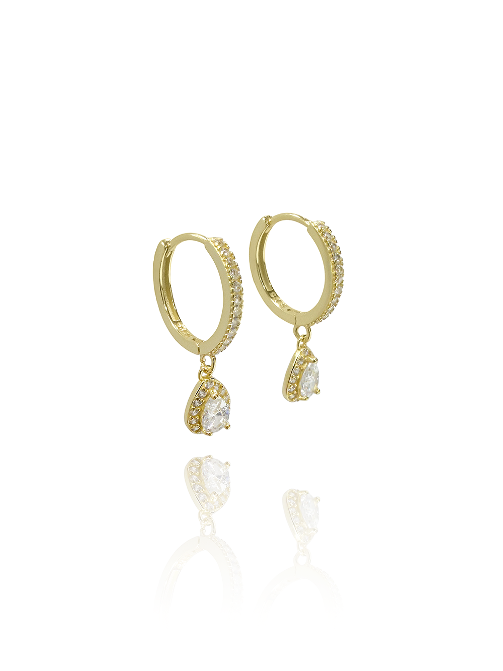 זוג עגילי חישוק טיפה מכסף אמיתי 925