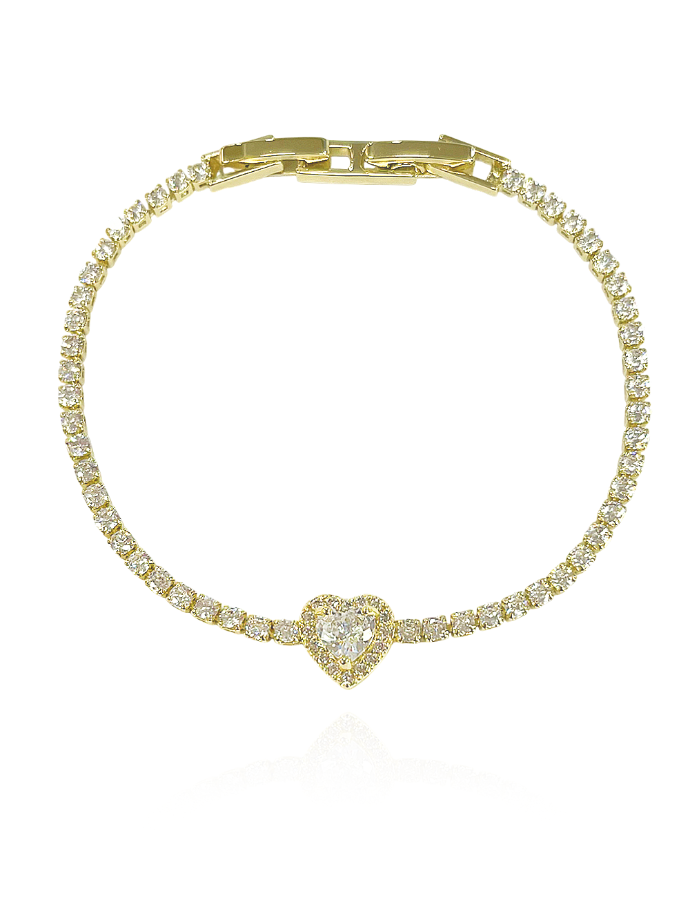 צמיד טניס אבן זירקון לב משובץ