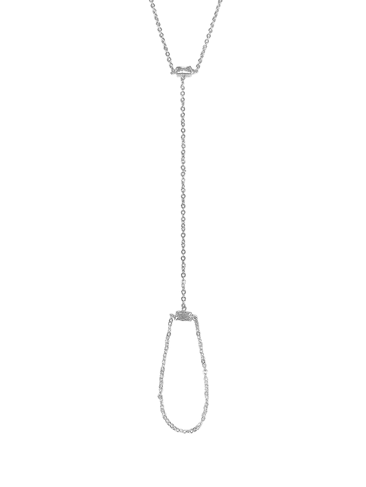 צמיד טבעת זירקוני מלבן מכסף אמיתי 925