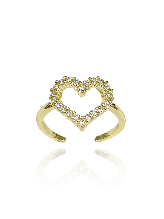 טבעת לב משובצת