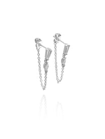 זוג עגילי זירקונים בשילוב שרשרת