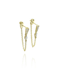 זוג עגילי זירקונים בשילוב שרשרת