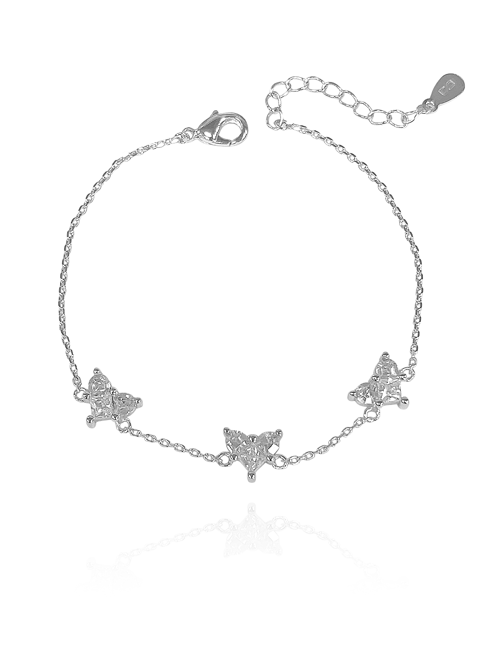 צמיד טריפל לב ליאן מכסף אמיתי 925