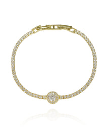 צמיד טניס אבן מרכזית מכסף אמיתי 925