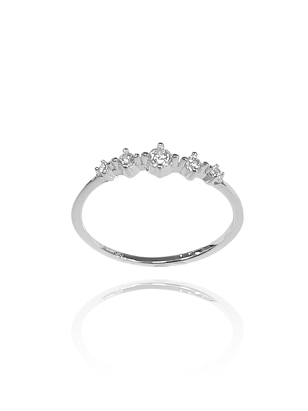 טבעת זירקונים שורה מכסף אמיתי 925