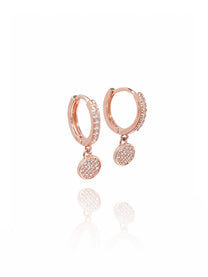 זוג עגילי חישוק עיגול משובץ