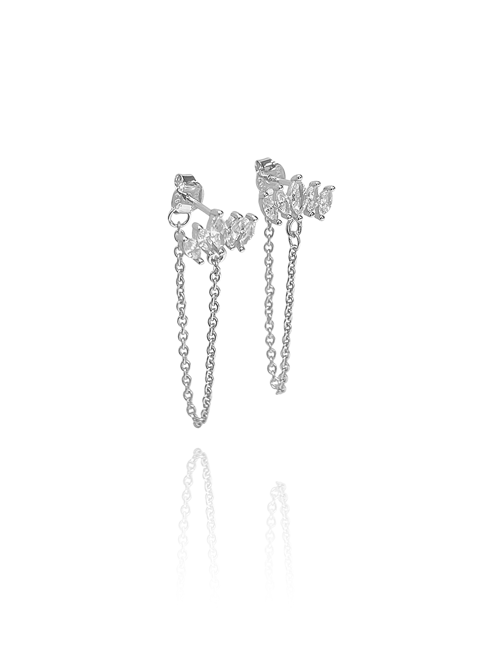 זוג עגילי פרח לוטוס בל שרשרת מכסף אמיתי 925