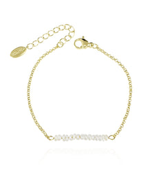 צמיד פס פנינים דק מכסף אמיתי 925