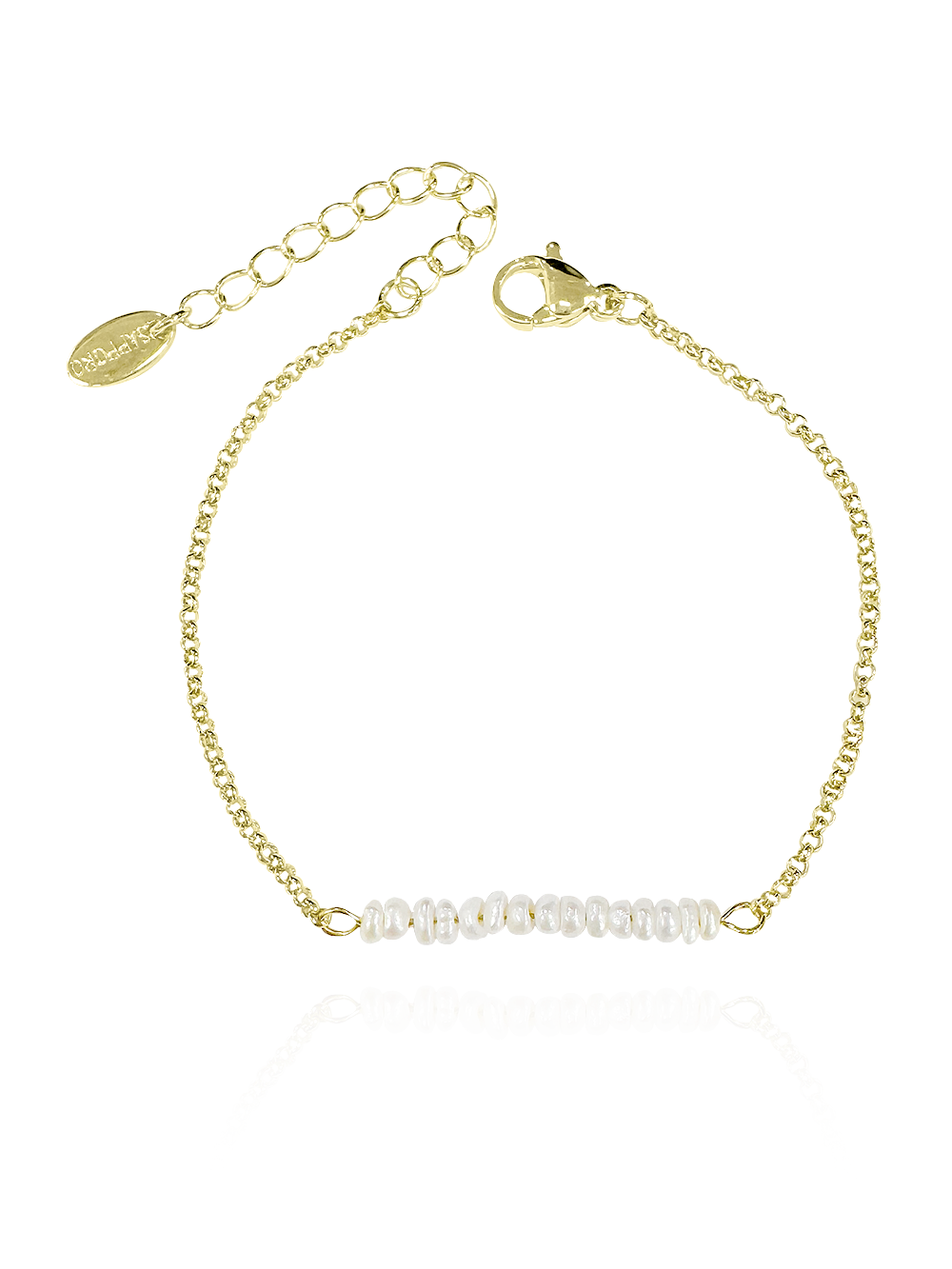 צמיד פס פנינים דק מכסף אמיתי 925