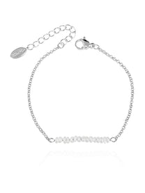 צמיד פס פנינים דק מכסף אמיתי 925